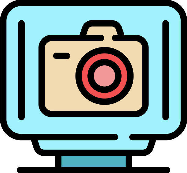 交互式电视照片图标彩色大纲图片下载