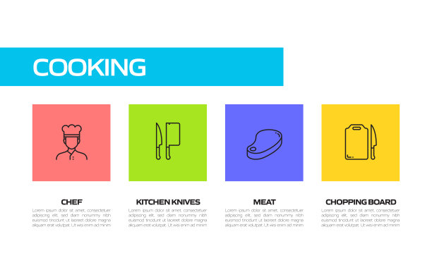 烹饪相关线条图标。向量符号说明。图片下载