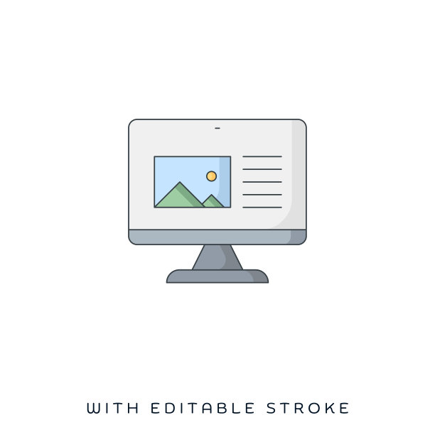 社交媒体帐户平面和直线图标图片下载