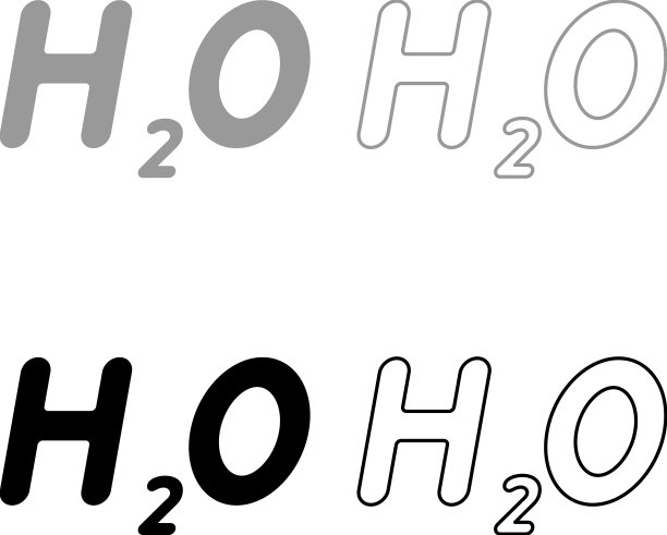 化学式H2O水集图标灰黑色图片下载