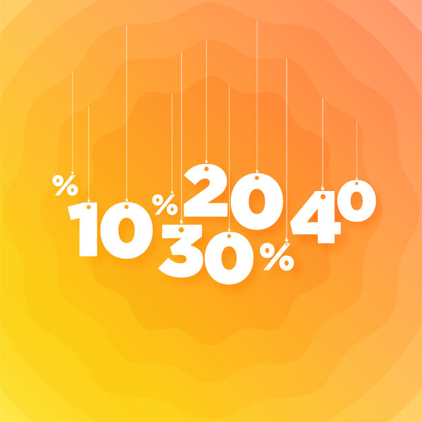 数字和百分比的标志悬挂在彩色抽象背景的绳子上。向量。股票插图图片下载