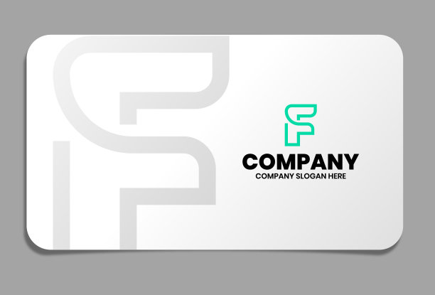 商务名片上的字母F标志图片下载