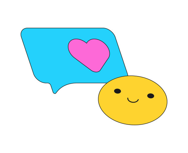 心形的语音泡泡和表情符号图片下载