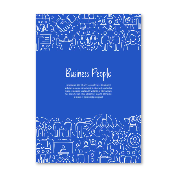 业务人员相关对象和元素。手绘矢量涂鸦插图集合。带有不同业务人员对象的海报、封面模板图片下载