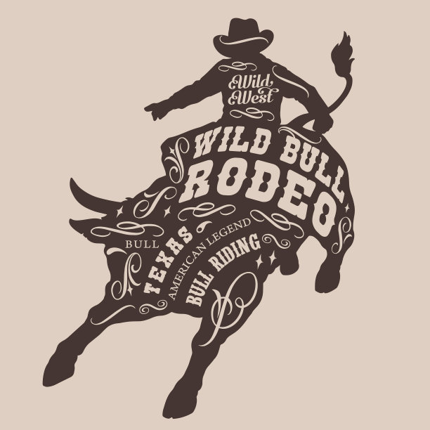 德州牛仔竞技复古海报单色图片下载