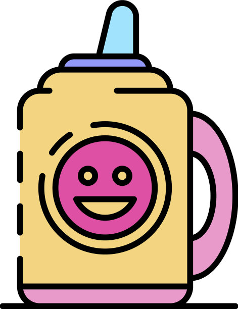 可爱的吸管杯图标颜色轮廓图片下载