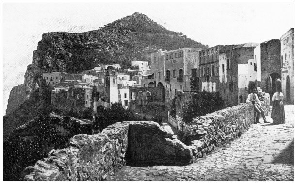 那不勒斯和坎帕尼亚的古董旅行照片:卡普里的提比略酒店图片下载