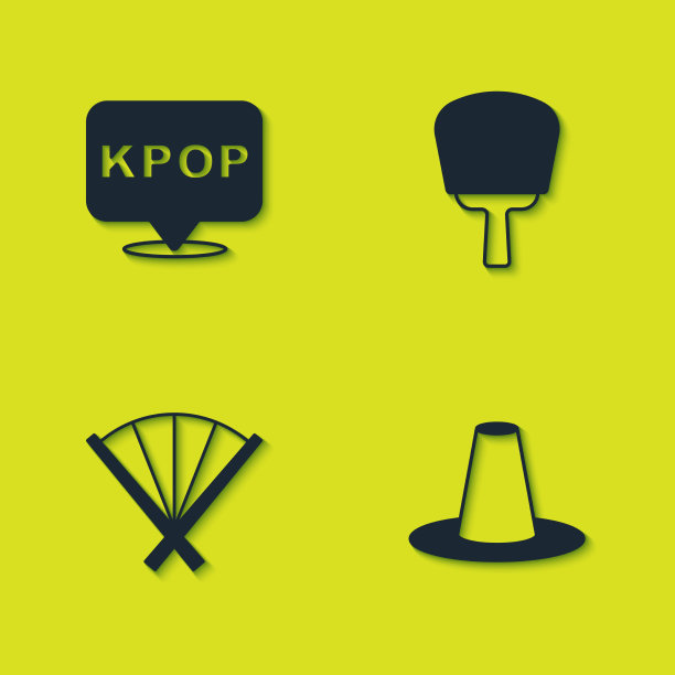 戴上韩国流行音乐的帽子、传统扇子和手图片下载