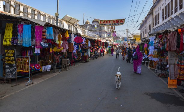 在印度布什格尔的一条街上购物图片下载