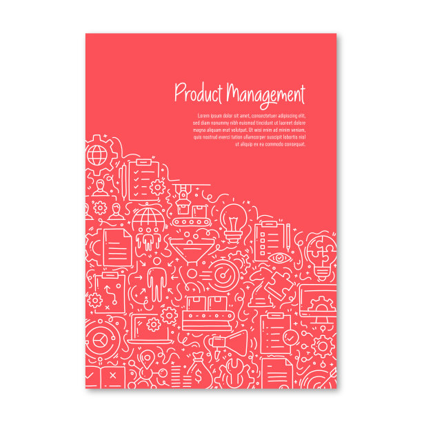 产品管理相关对象和元素。手绘矢量涂鸦插图集合。海报，封面模板与不同的产品管理对象图片下载
