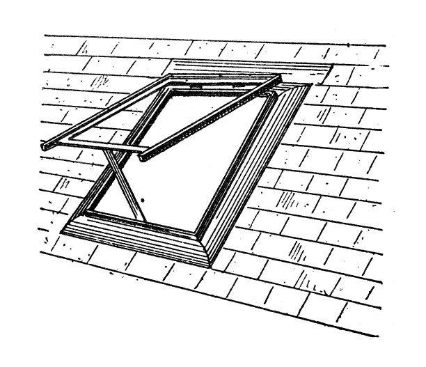 古董插图:屋顶窗户图片下载