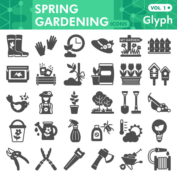 园林线条图标集农业符号图片下载