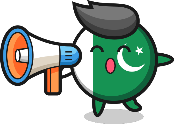 手持扩音器的巴基斯坦国旗人物图片下载