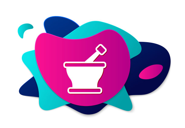 颜色灰浆和杵图标隔离在白色上图片下载