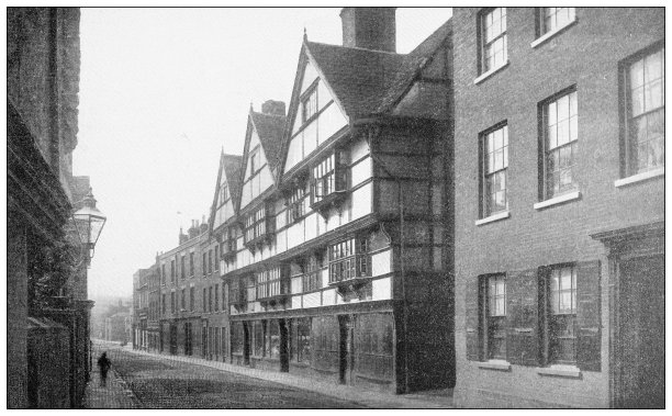 英国的古董旅行照片:罗切斯特的老房子图片下载