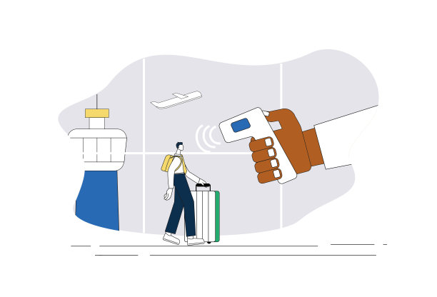 白领们在机场量体温。图片下载