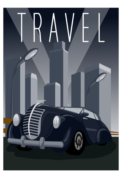 旅行艺术装饰车图片下载