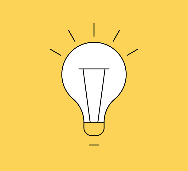 灯泡平面设计和轮廓线图片下载