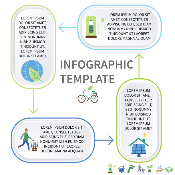 信息图形模板与环境元素在一个透明图片下载