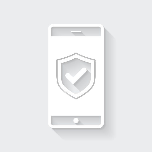 安全的智能手机。图标与空白背景上的长阴影-平面设计图片下载