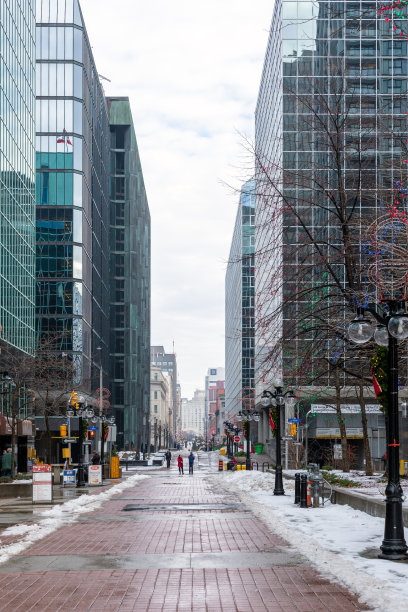 在加拿大冬季圣诞假期期间，渥太华市中心的斯帕克斯大街上有行人图片下载