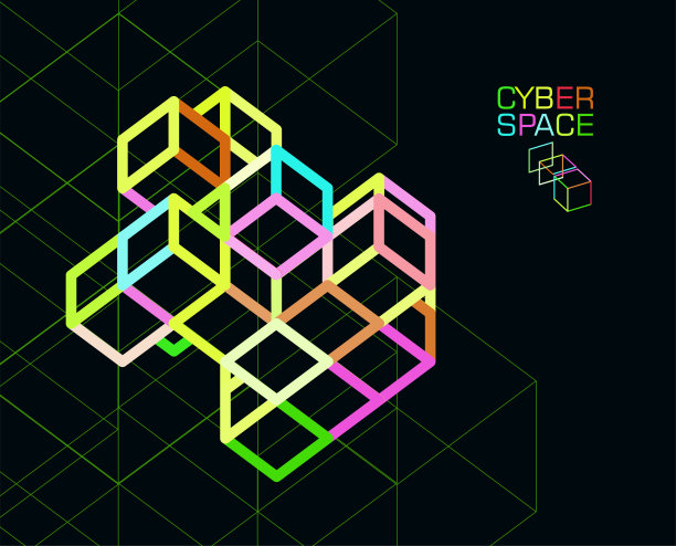 摘要网络空间概念立体线条图案背景图片下载