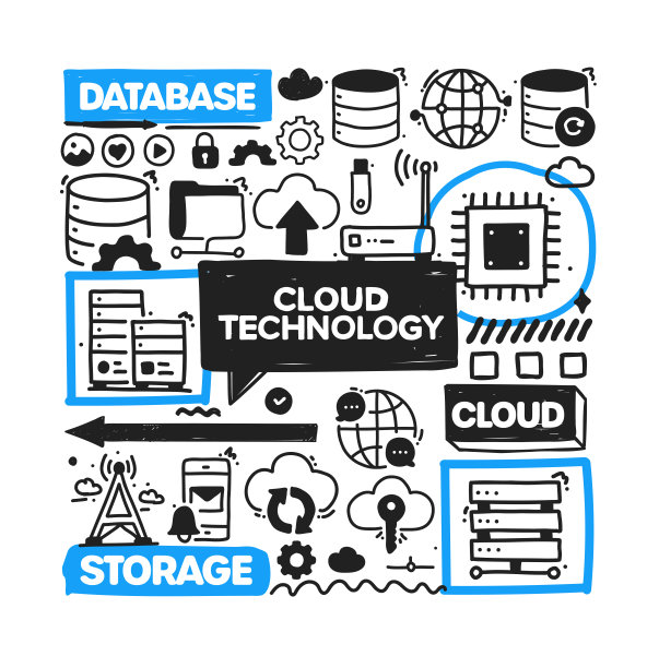 云技术对象和元素。矢量涂鸦插图收集。手绘图标集或横幅模板图片下载