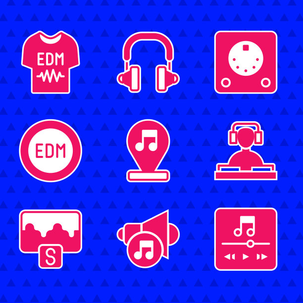 扬声器音量播放器DJ音符图案设计图片下载