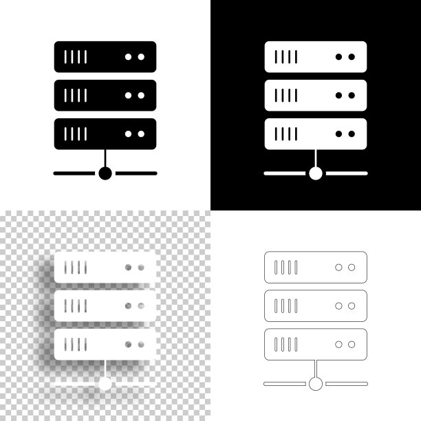 服务器。图标设计。空白，白色和黑色背景-线图标图片下载