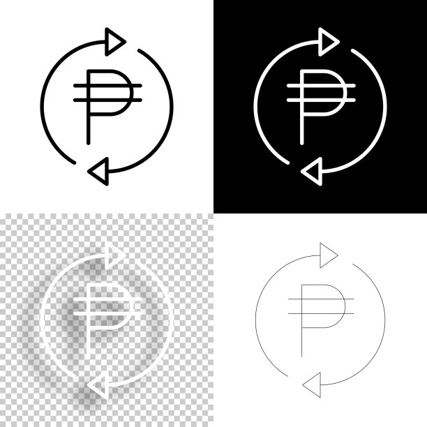 兑换和转移比索。图标设计。空白，白色和黑色背景-线图标图片下载