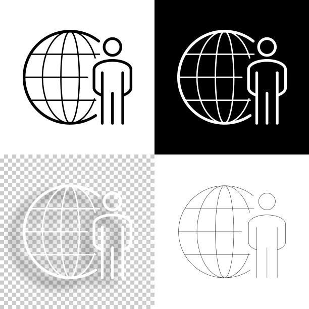 有各地的人。图标设计。空白，白色和黑色背景-线图标图片下载