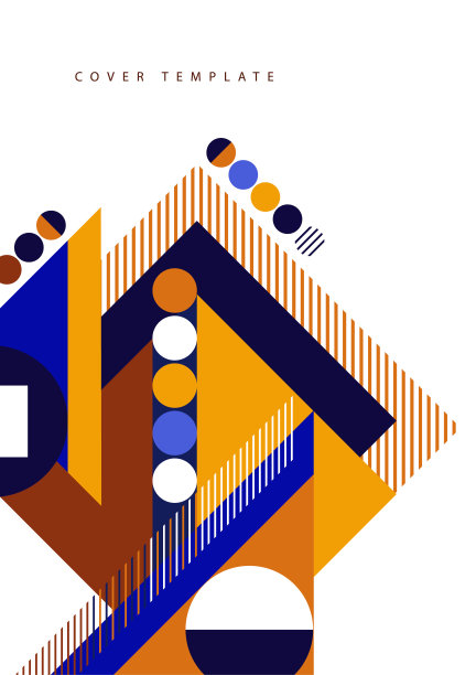 现代抽象的小册子几何形状，圆形和正方形，线条。最小的粗体建筑风格向量集与图形模板。图片下载