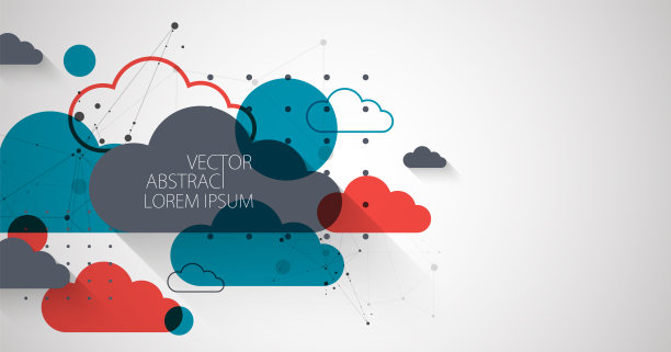 抽象的云背景。科技主题运用了神经丛效应和多种元素。图片下载