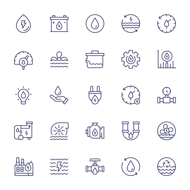 水能量可编辑笔画线图标图片下载