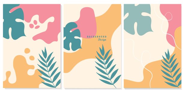 现代最小的彩色矢量手绘有机形状和纹理图片下载