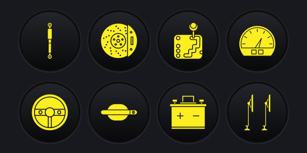 设置方向盘、速度计、汽车门把手图片下载