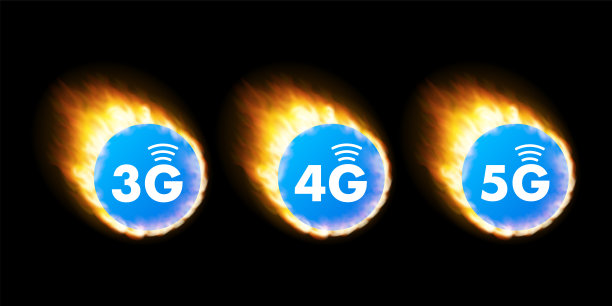 5G、4G、3G符号集隔离背景，移动通信技术与智能手机网络。矢量插图。图片下载