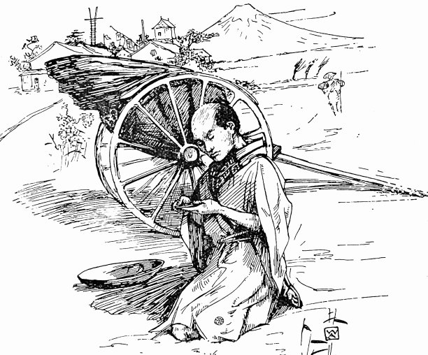 车夫跪在街上，发现一面镜子图片下载