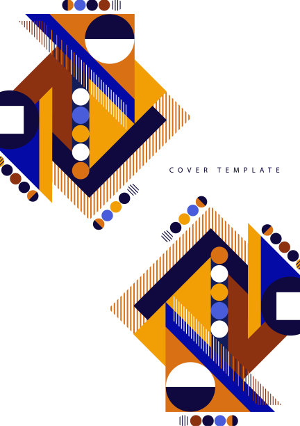 现代抽象小册子具有几何形状，圆形，正方形，线条。最小粗体建筑风格向量集与图形模板。图片下载