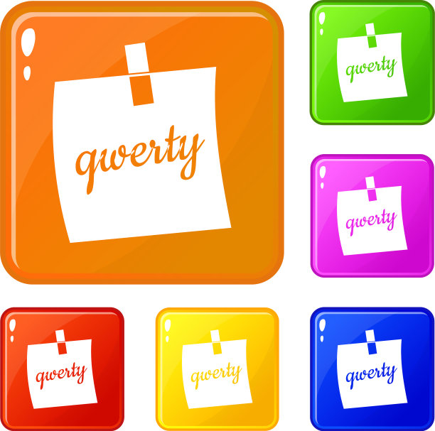 带有文本qwerty图标集的纸张图片下载