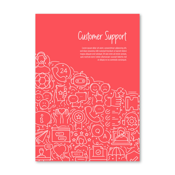 客户支持相关对象和元素。手绘矢量涂鸦插图集合。横幅模板与不同的客户支持对象图片下载