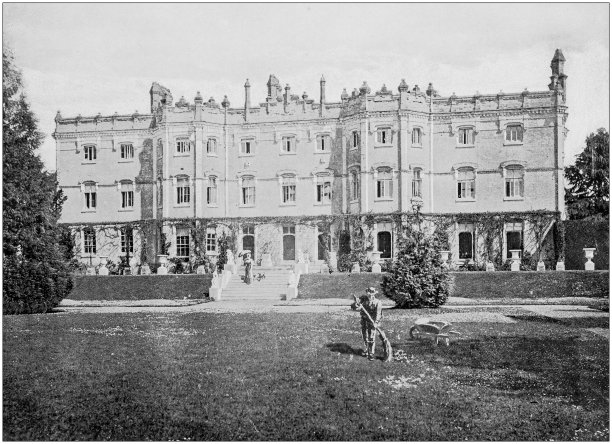 英格兰和威尔士的古色古香黑白照片:休恩登庄园图片下载