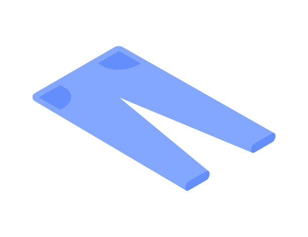 蓝色牛仔牛仔裤口袋躺下等距矢量纸巾时尚休闲服装图片下载