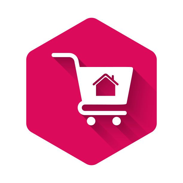 白色购物车与房子图标隔离图片下载