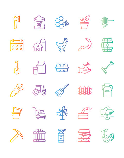 农场图标设置30孤立的白色背景图片下载