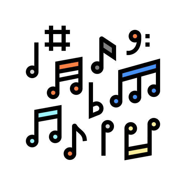 音符音乐彩色图标矢量图图片下载