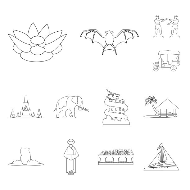 设计地标和文化标志集图片下载