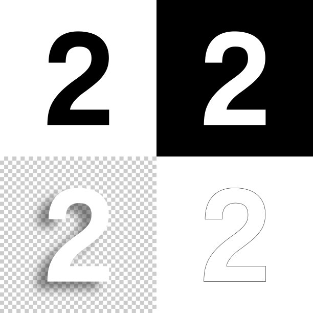 数字2设计图标，黑白背景线条图片下载