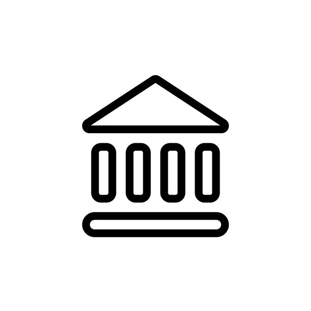 扁平线条银行图标符号Logo模板图片下载