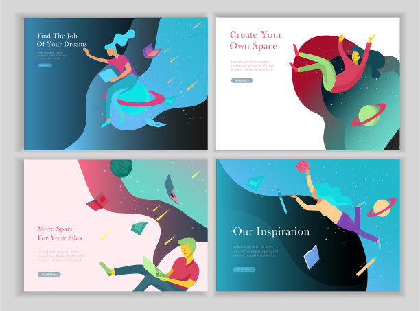 着陆页面模板集，启发人们飞翔图片下载